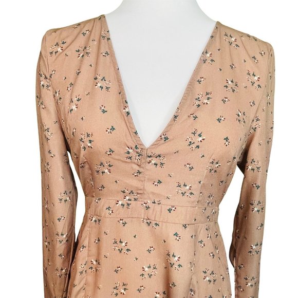 Missguided Brown Floral Plunge Split Midi Dress NWT Size 6 - Picture 2 of 9